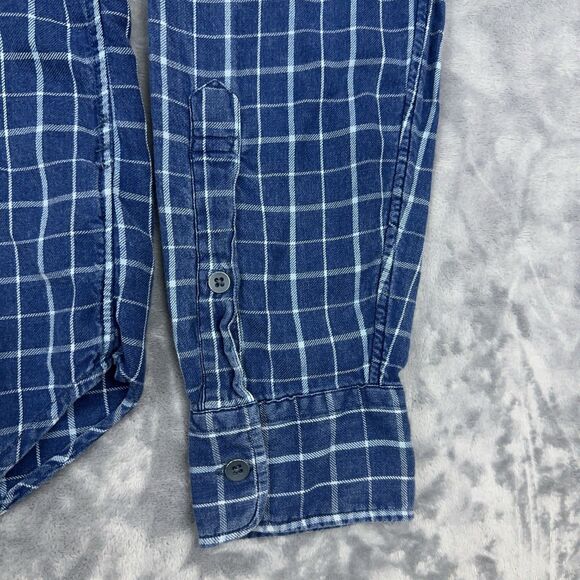 Faherty Shirt Mens Size Small Blue Plaid Long Sleeve Button Up Organic Cotton - Picture 4 of 10